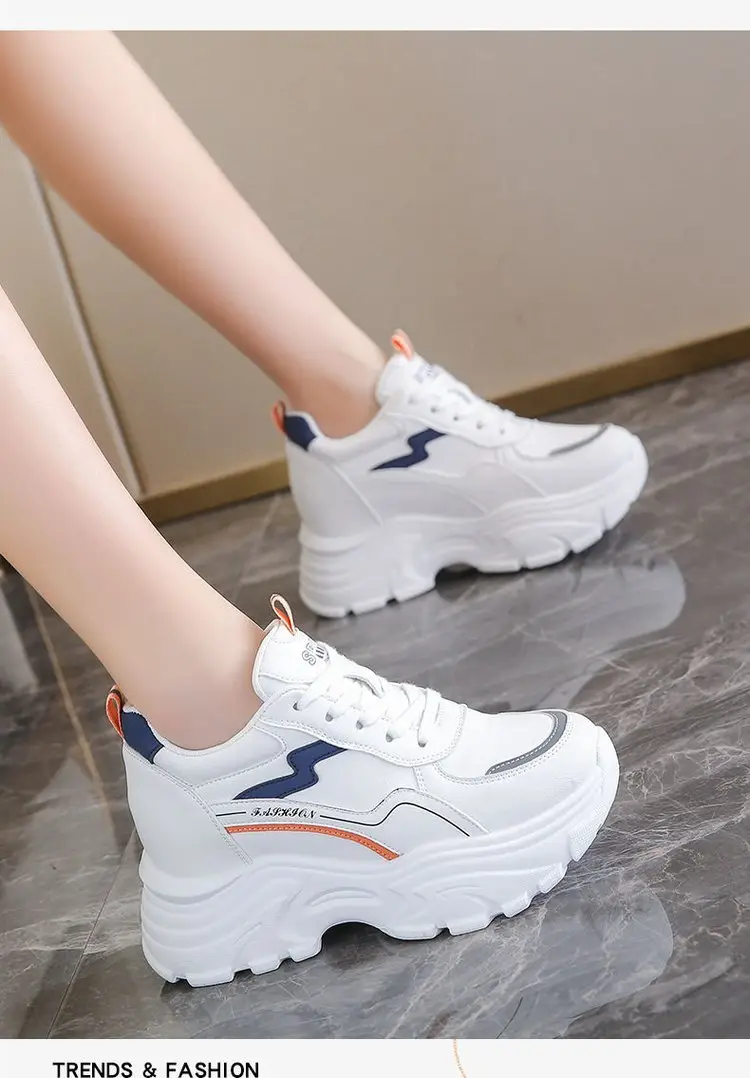 Women White Korean Style Thick Sole Sneakers 2024 — feature 8