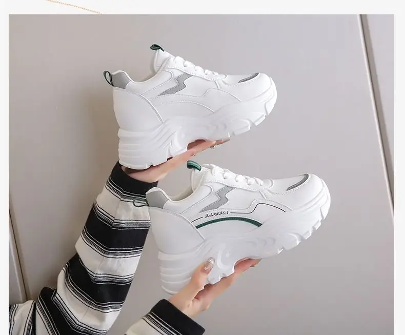 Women White Korean Style Thick Sole Sneakers 2024 — feature 9