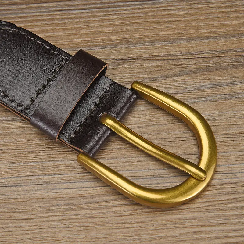 Women's White Braided Leather Belt with Gold Buckle - Image 11