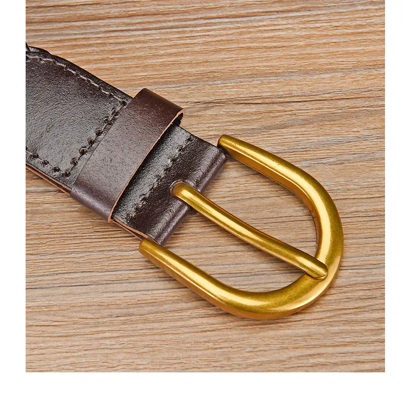 Women's White Braided Leather Belt with Gold Buckle — feature 19