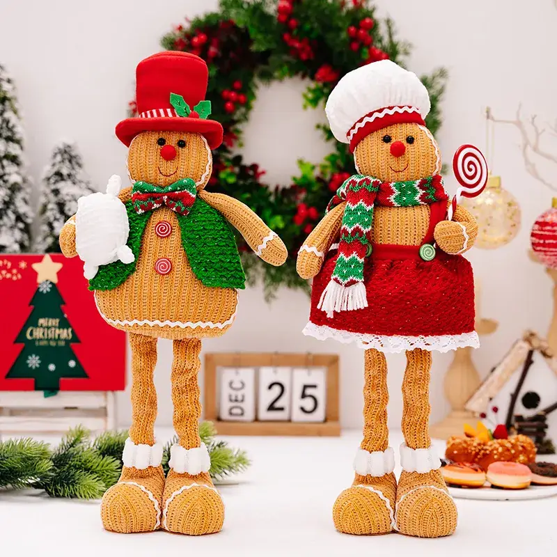 Gingerbread Man Christmas Decor Doll Retractable Holiday Ornament - Image 3