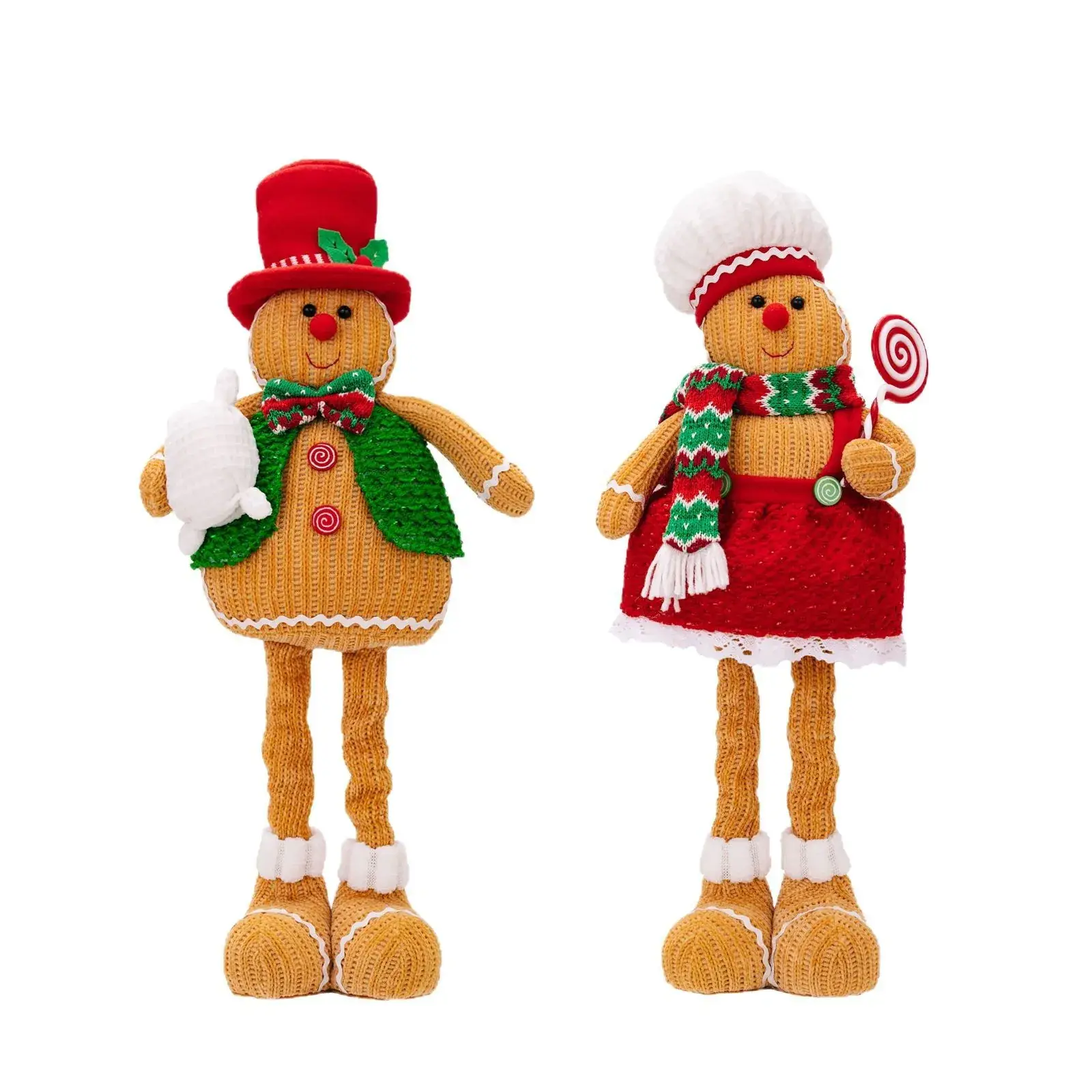 Gingerbread Man Christmas Decor Doll Retractable Holiday Ornament - Image 7