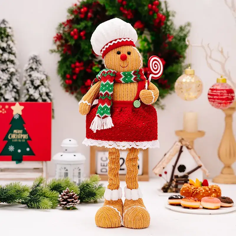 Gingerbread Man Christmas Decor Doll Retractable Holiday Ornament - Image 2
