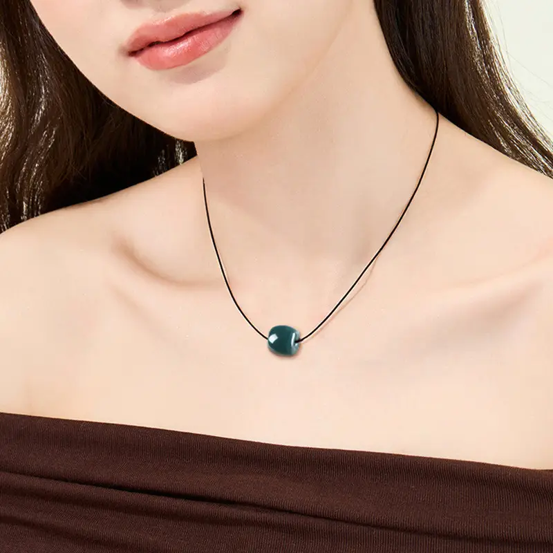 Jade Pendant Deep Blue Water Passepartout Women