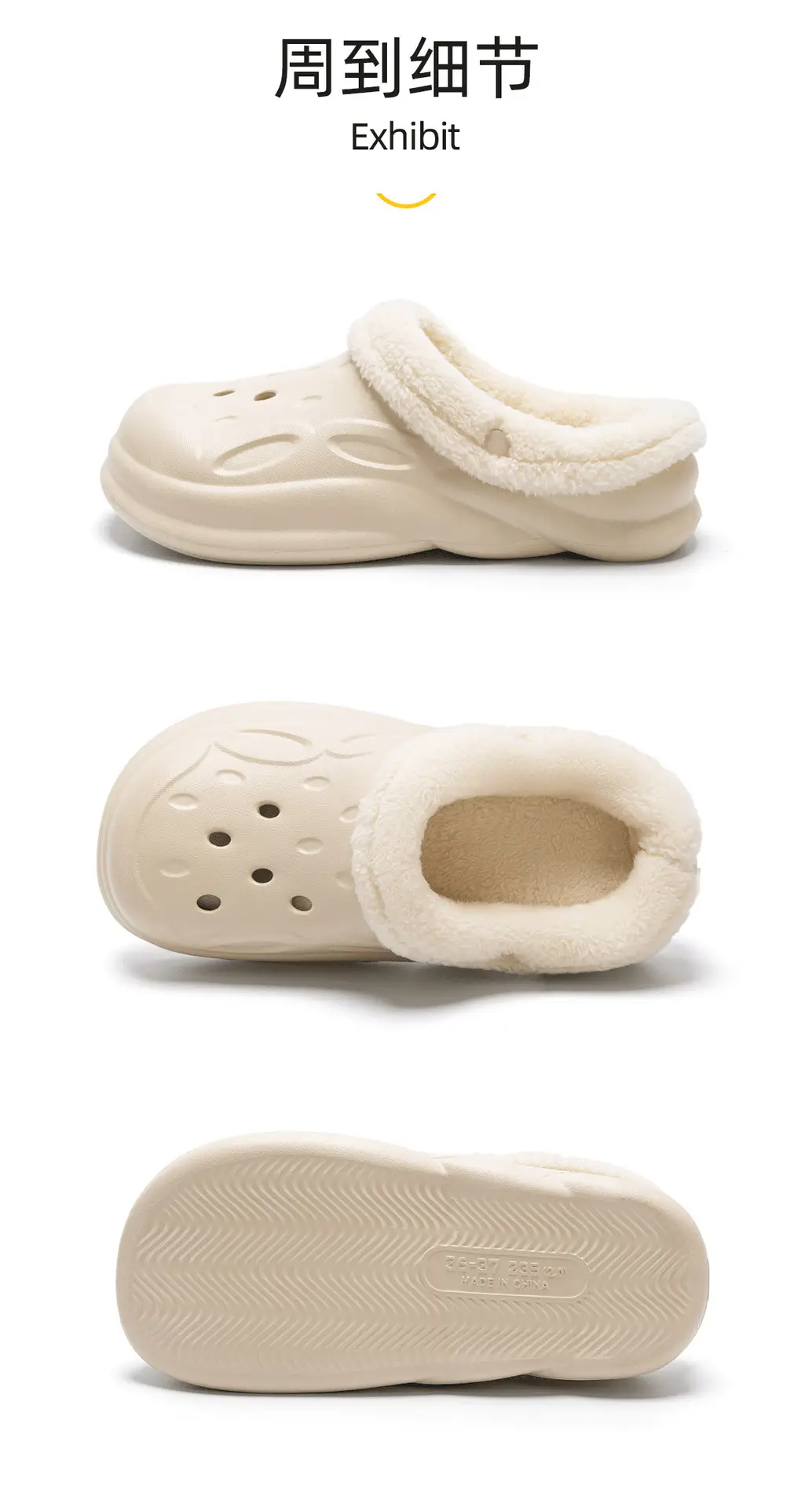 Couple's Cave Shoes fleece-lined Men's 2024 New Winter Indoor Non-slip Warm Thick Sole Cotton Slippers for Women — feature 47