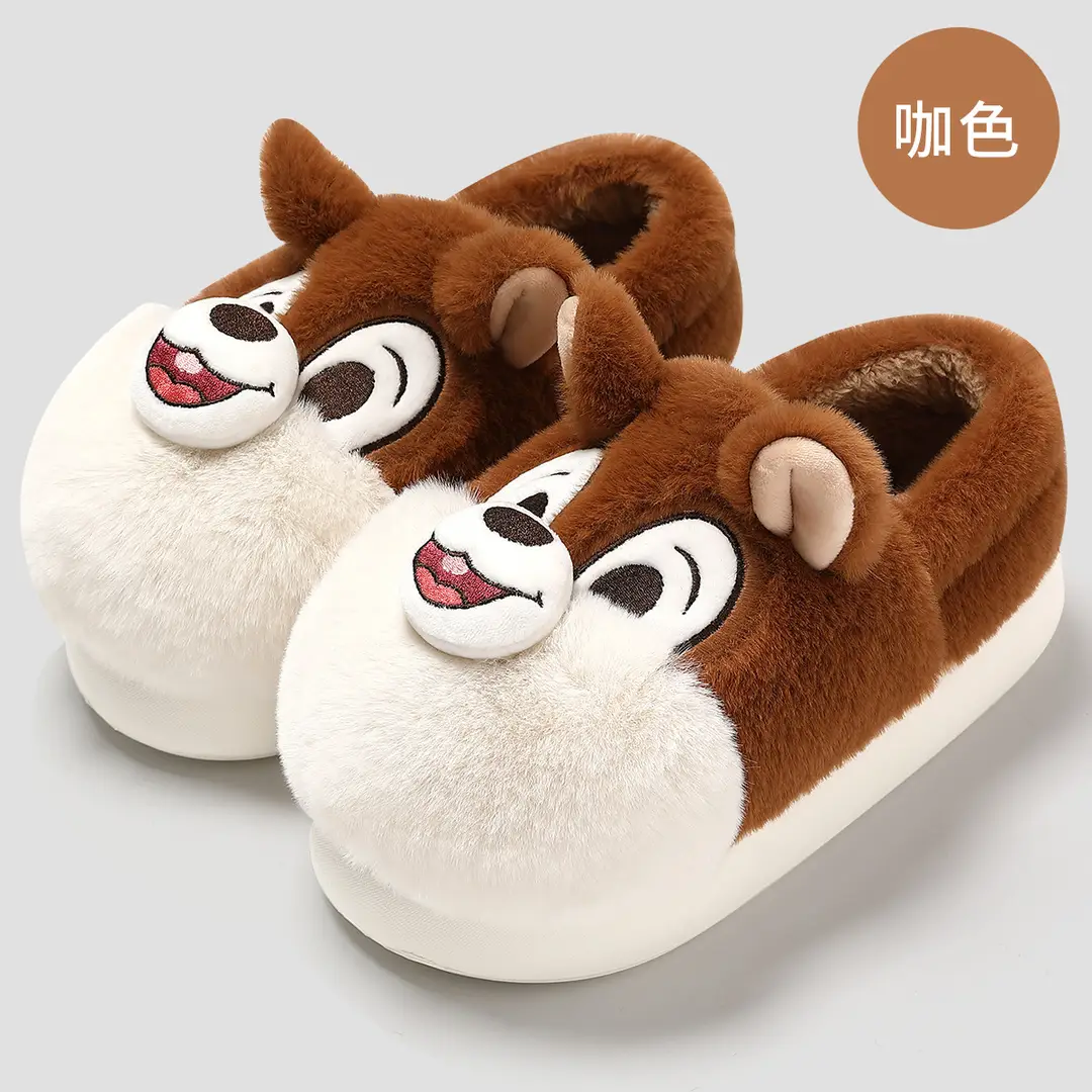 Squirrel cotton shoes women's autumn and winter warm home bag with cotton slippers non-slip plush cartoon soft bottom cotton slippers men's wholesale