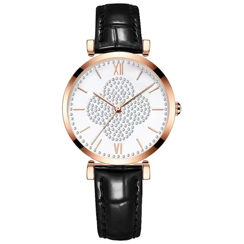 Women's Large Dial Watch with Starry Rhinestones & Genuine Leather - Image 6