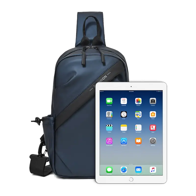 Men's Black Oxford Cloth Crossbody Backpack - Image 5