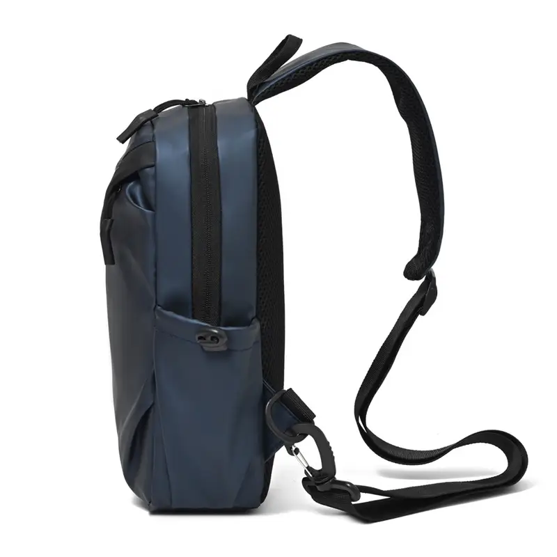Men's Black Oxford Cloth Crossbody Backpack - Image 6
