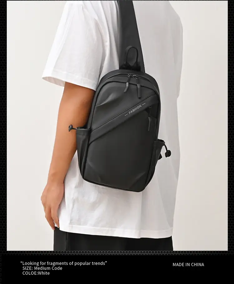 Men's Black Oxford Cloth Crossbody Backpack — feature 4