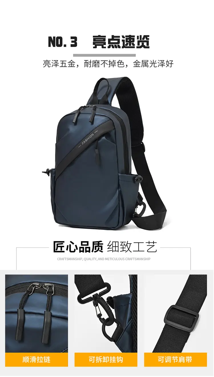 Men's Black Oxford Cloth Crossbody Backpack — feature 9