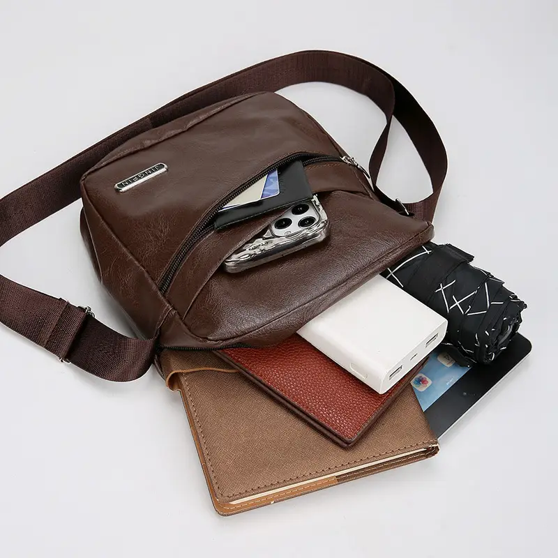 Men's Black Leather Crossbody Bag 2024 - Image 7
