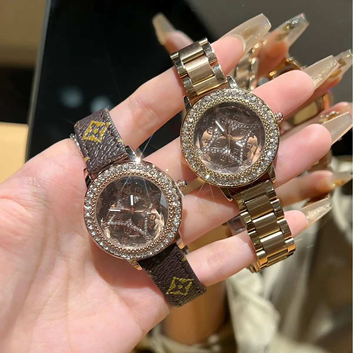 Diamond Studded Women's Steel Band Watch Set - Image 6