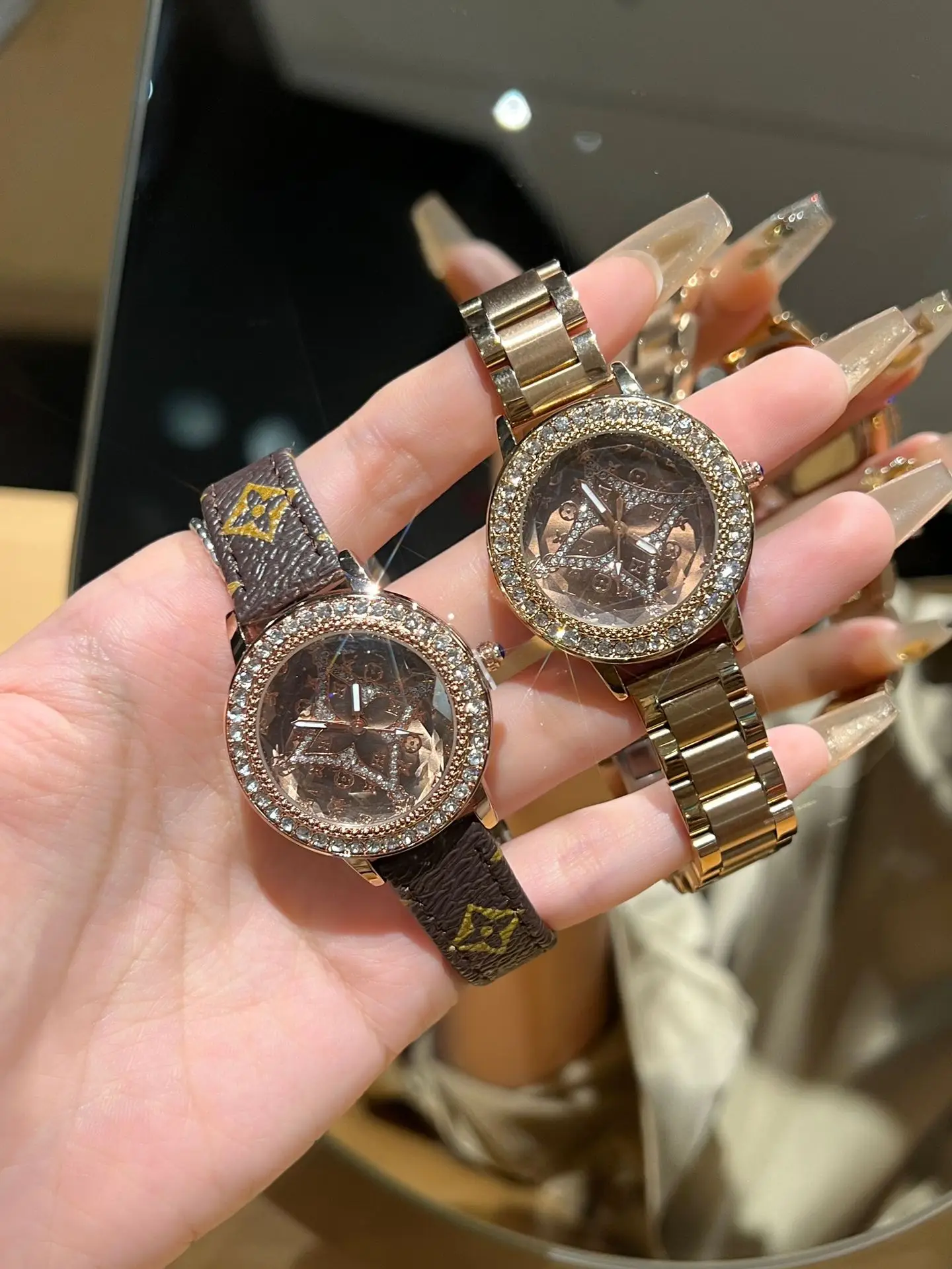 Diamond Studded Women's Steel Band Watch Set — feature 7