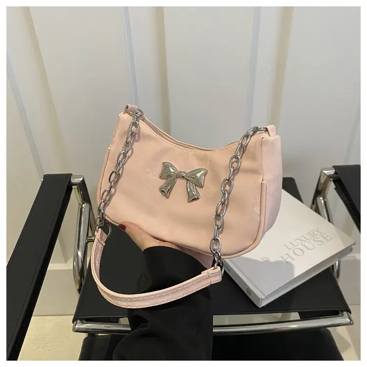 Silver Chain Bow Shoulder Bag for Women — feature 11