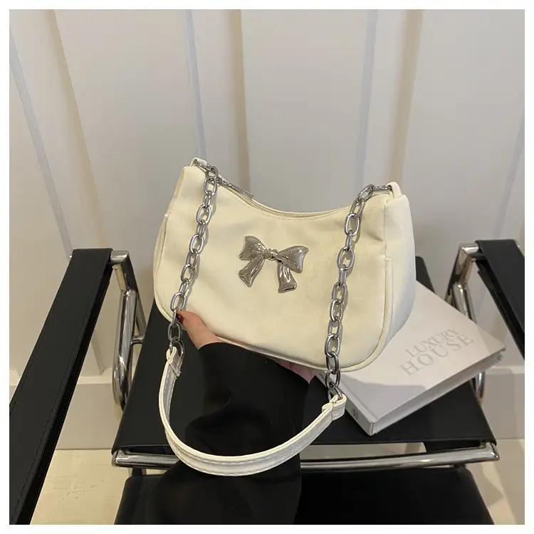 Silver Chain Bow Shoulder Bag for Women — feature 14
