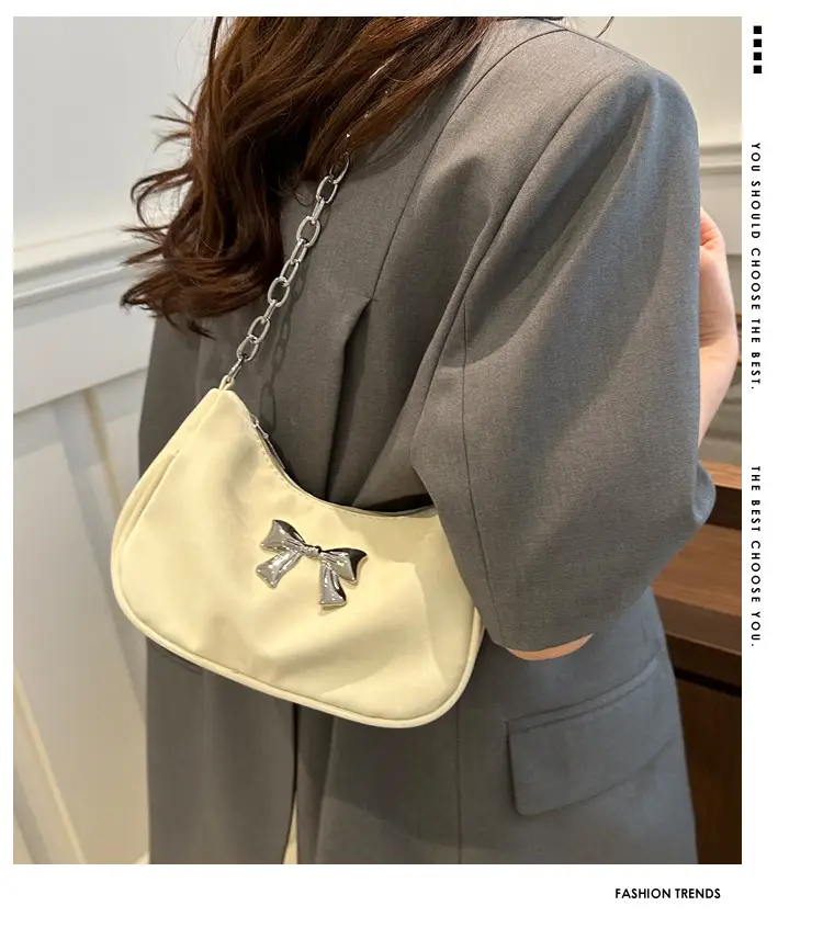 Silver Chain Bow Shoulder Bag for Women — feature 2