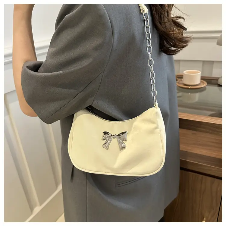 Silver Chain Bow Shoulder Bag for Women — feature 22