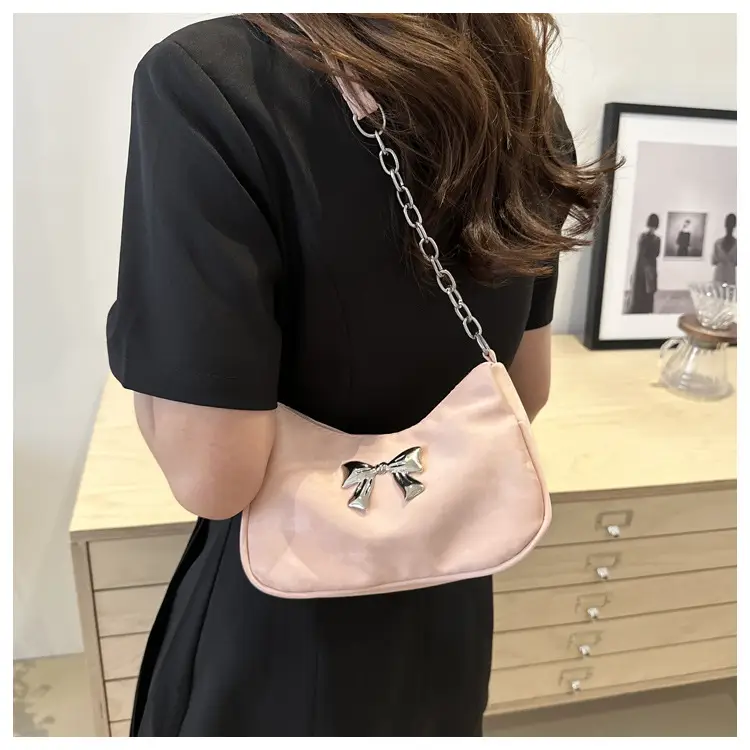 Silver Chain Bow Shoulder Bag for Women — feature 25