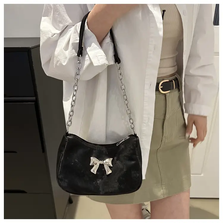 Silver Chain Bow Shoulder Bag for Women — feature 31