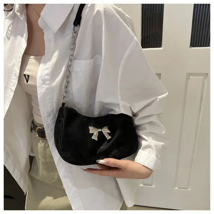 Silver Chain Bow Shoulder Bag for Women — feature 34