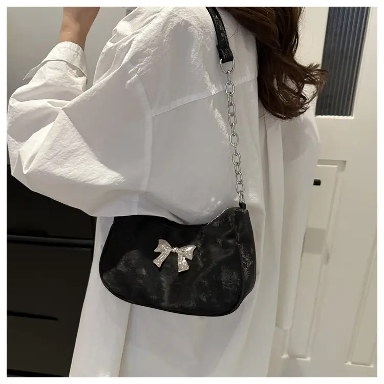 Silver Chain Bow Shoulder Bag for Women — feature 35