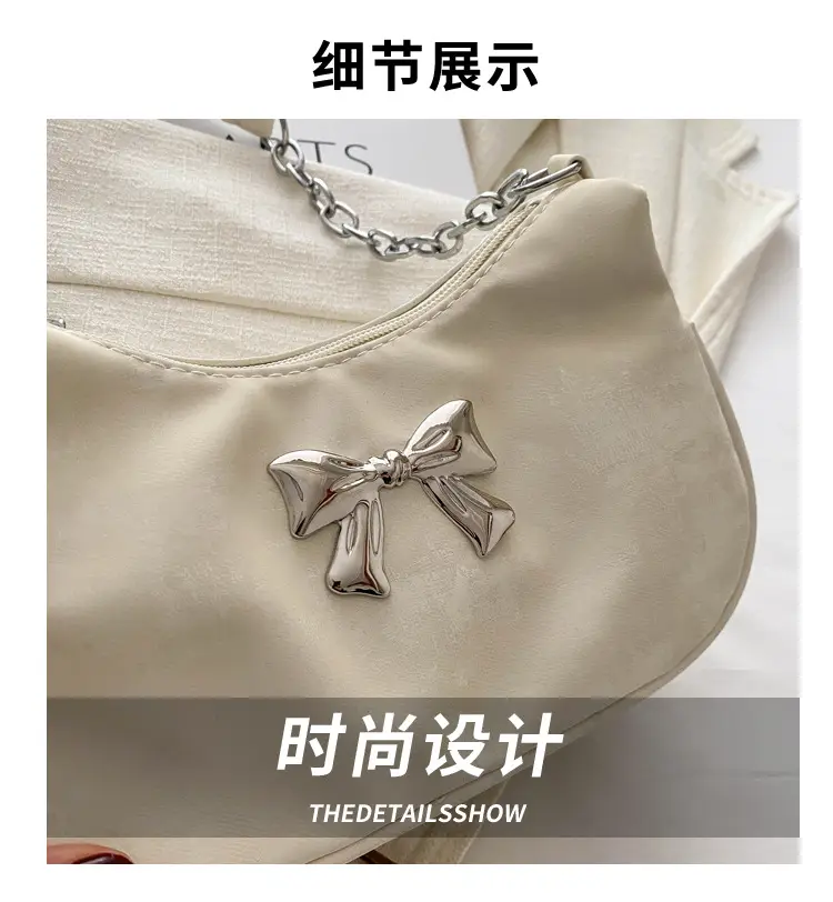 Silver Chain Bow Shoulder Bag for Women — feature 4