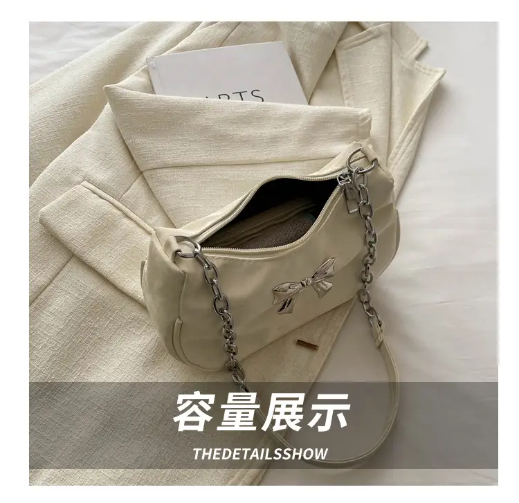 Silver Chain Bow Shoulder Bag for Women — feature 7