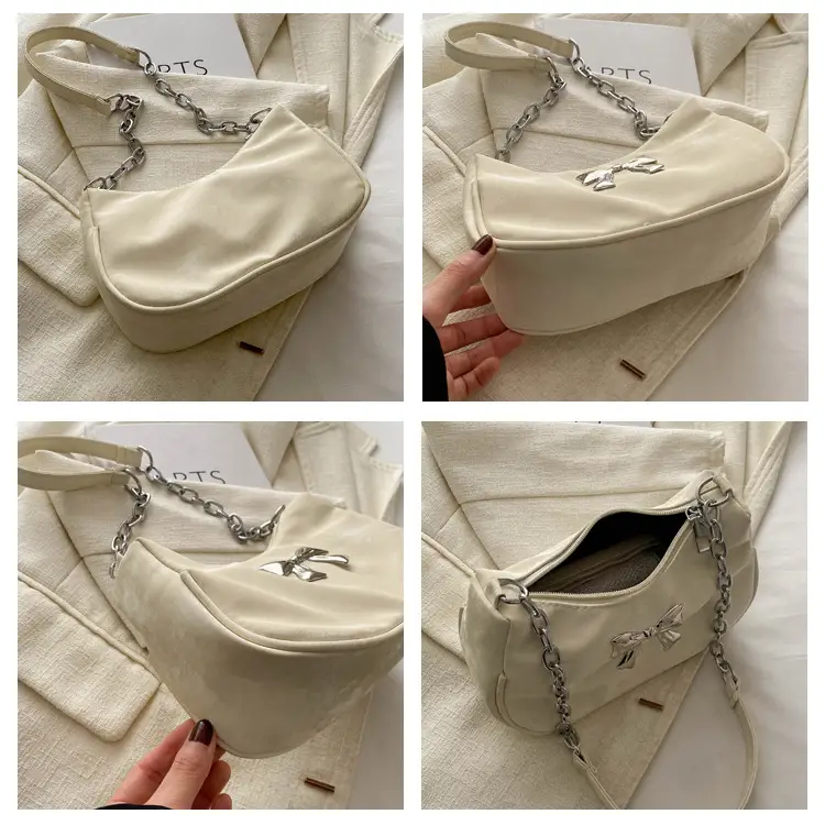Silver Chain Bow Shoulder Bag for Women — feature 8