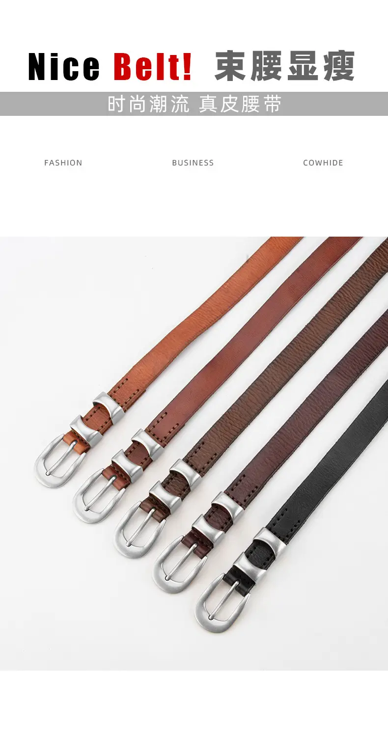 New Retro Belt Women's Top Layer Cowhide Fashion All-match Decorative Jeans Skirt American Belt Women's Cross-border — feature 3