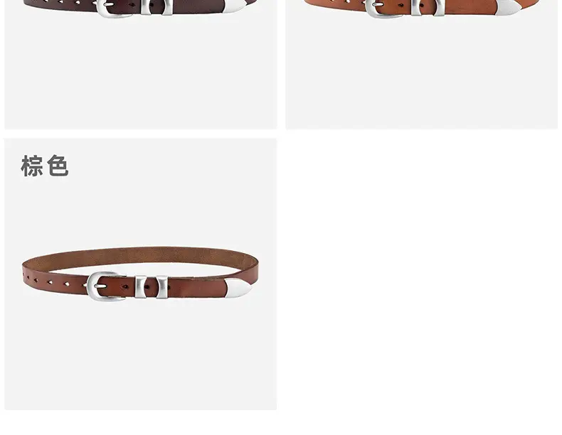 New Retro Belt Women's Top Layer Cowhide Fashion All-match Decorative Jeans Skirt American Belt Women's Cross-border — feature 9