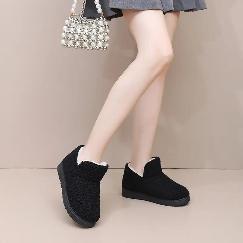 Women's 2025 Winter Black Velvet Slipper with Warm Toe - Image 6