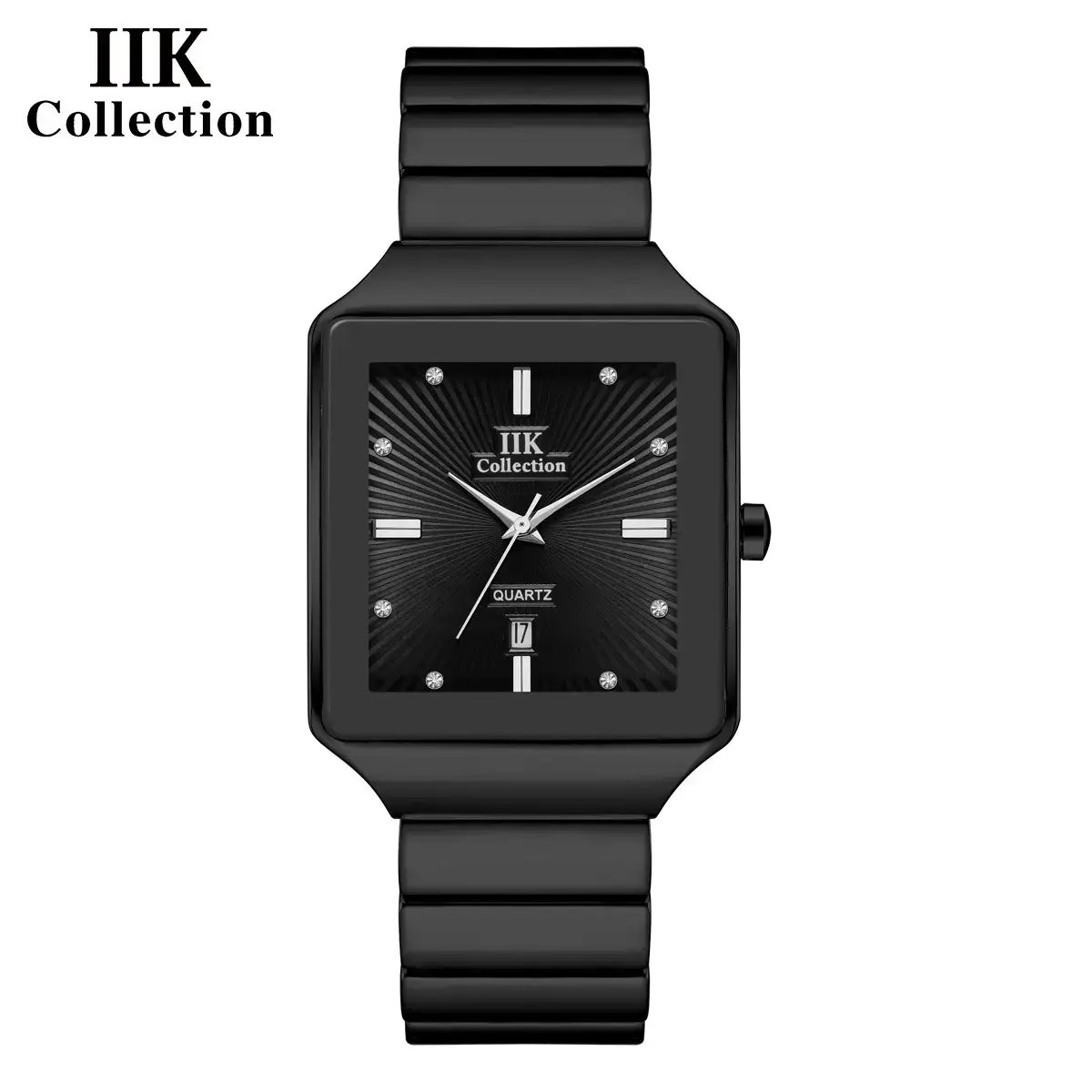 Classic Square Watch for Men with Gold Black Band - Image 4