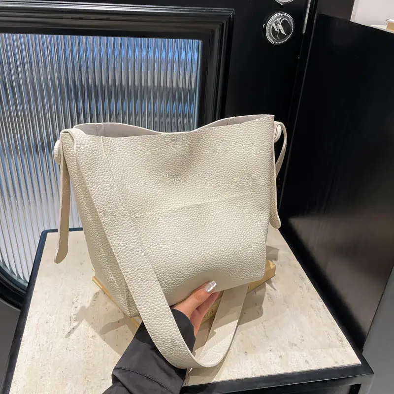 Beige Stitched Shoulder Bag for Women - Image 8