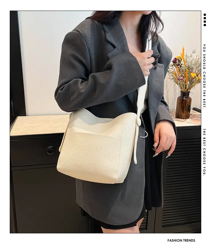 Beige Stitched Shoulder Bag for Women — feature 1