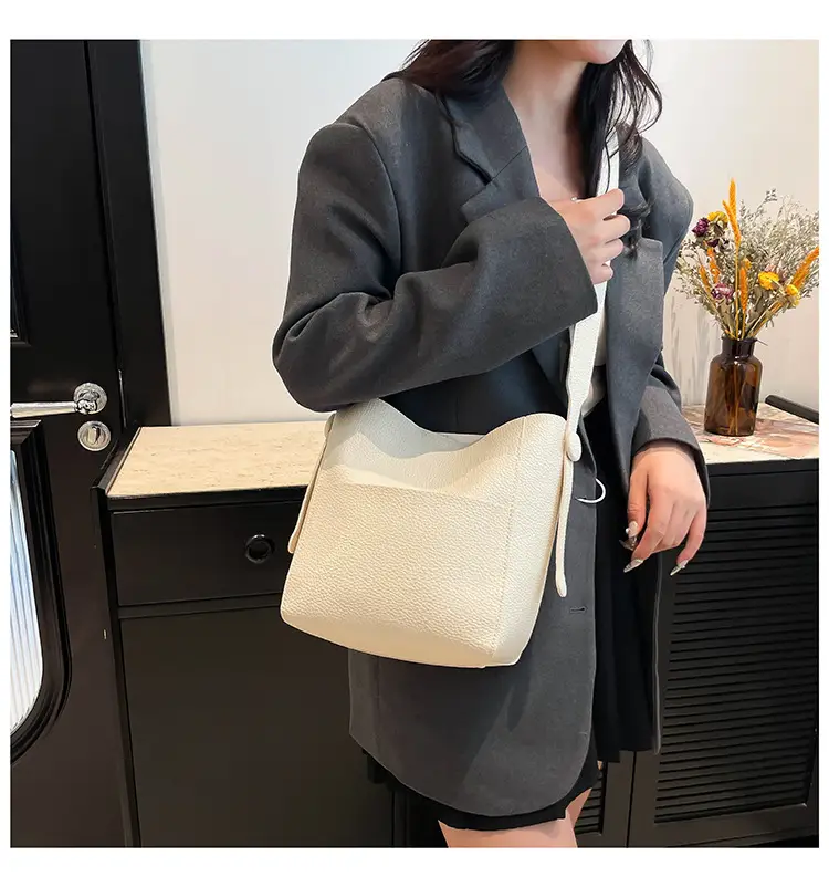 Beige Stitched Shoulder Bag for Women — feature 20