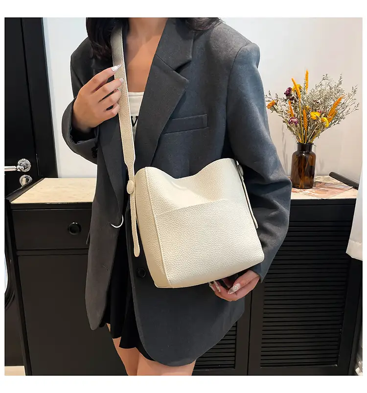 Beige Stitched Shoulder Bag for Women — feature 21