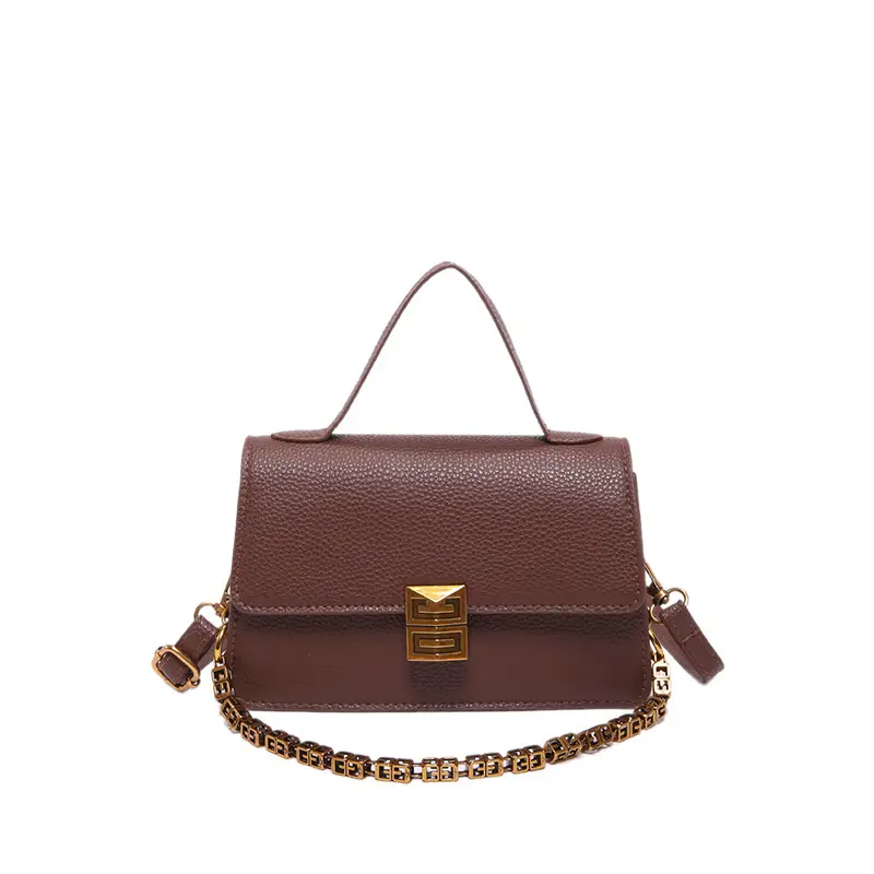 Red Retro Chain Shoulder Bag with Litchi Pattern - Image 5