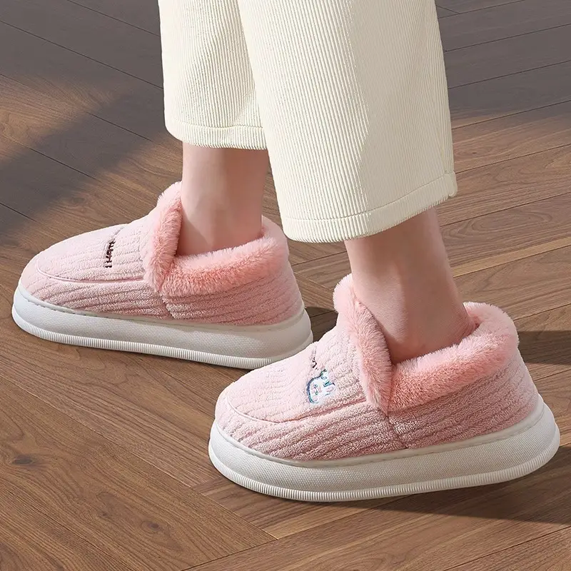 Stomp Feeling Cotton Slippers Women's Winter Outer Wear Indoor Household Thick-soled Non-slip Mao Mao fleece-lined Warm Cotton Shoes