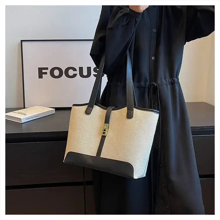 Women's Large Capacity Casual Tote Bag Brown Beige — feature 16