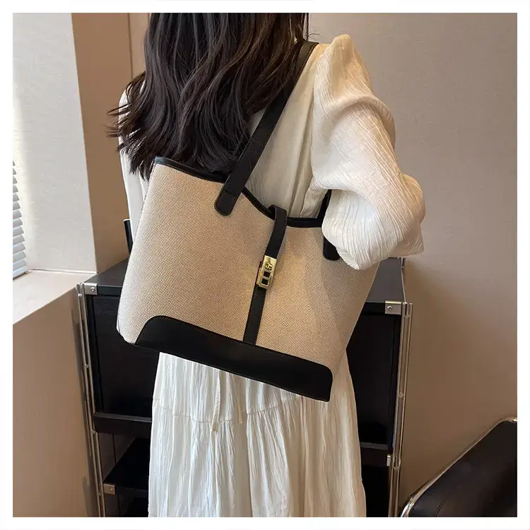 Women's Large Capacity Casual Tote Bag Brown Beige — feature 19