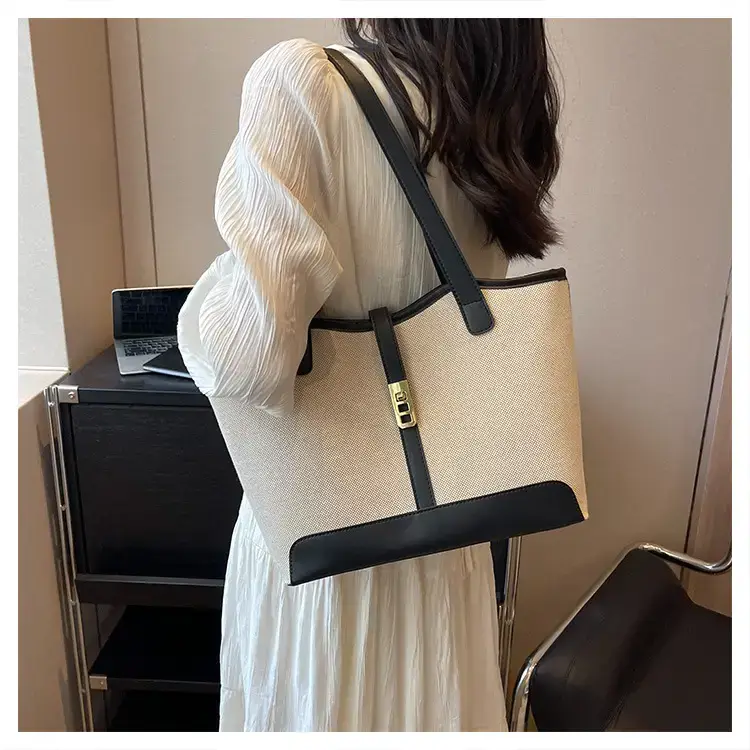 Women's Large Capacity Casual Tote Bag Brown Beige — feature 20