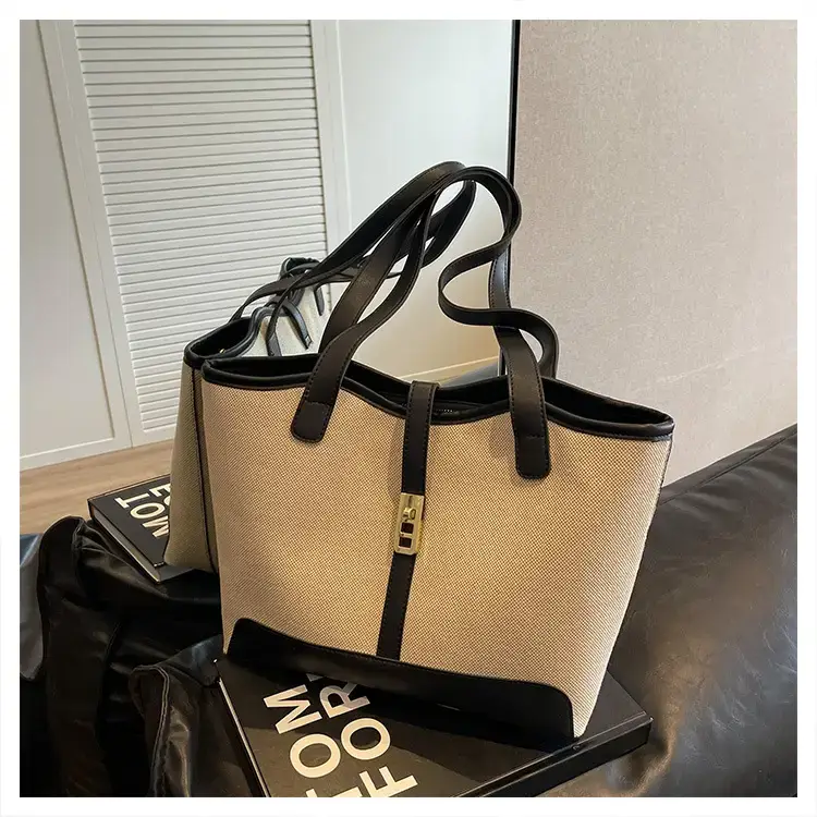 Women's Large Capacity Casual Tote Bag Brown Beige — feature 25