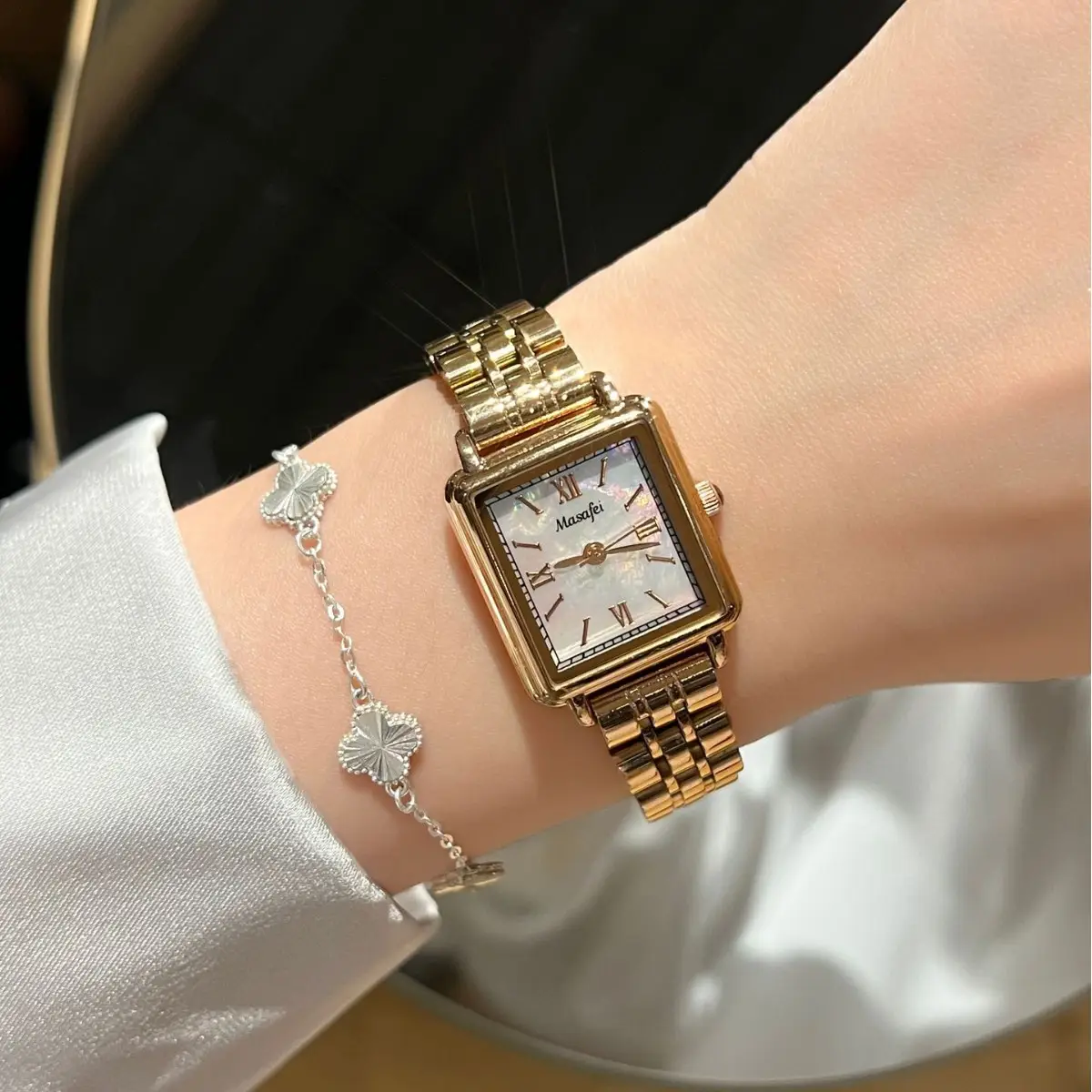 Gold Butterfly Cross Bracelet Watch for Women