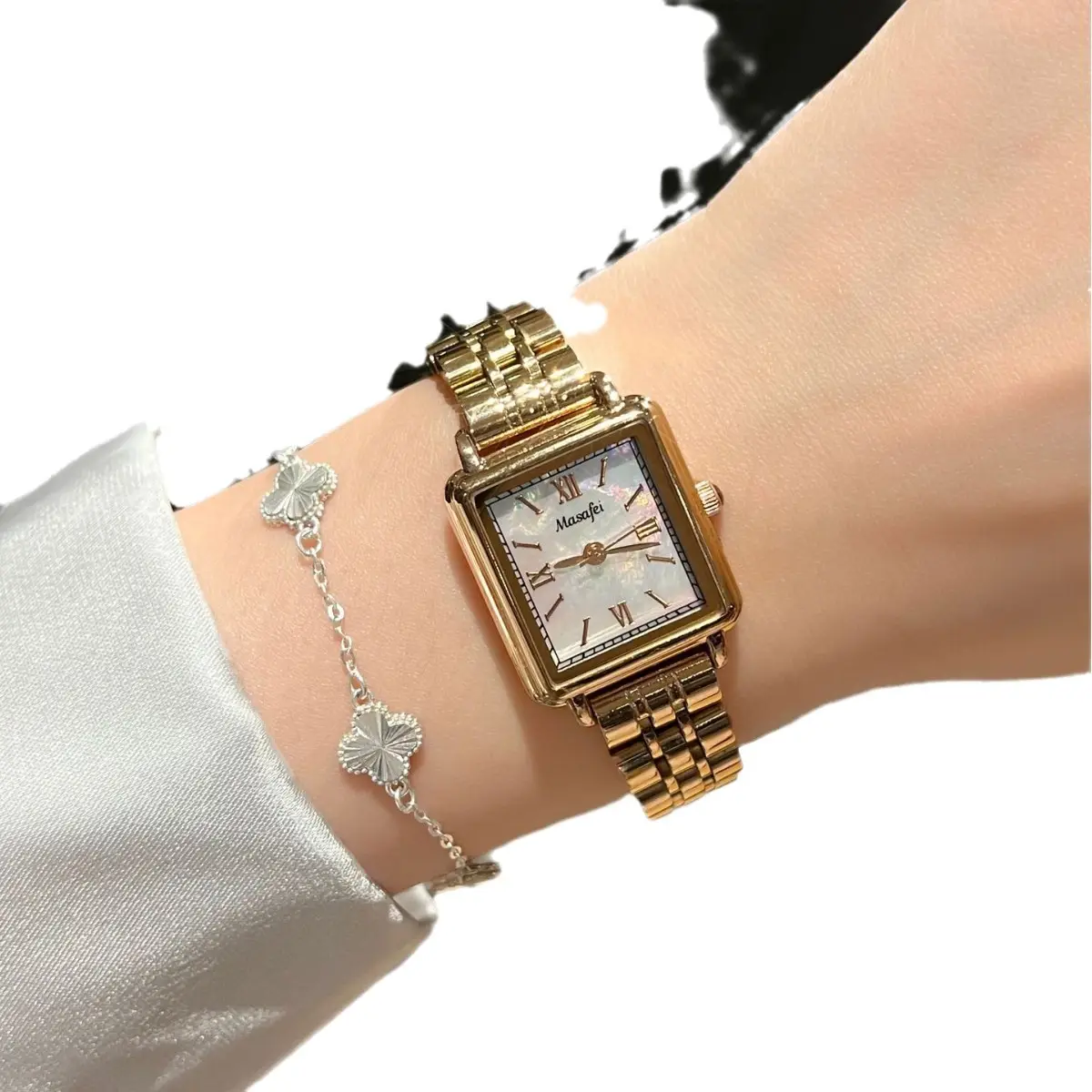 Gold Butterfly Cross Bracelet Watch for Women