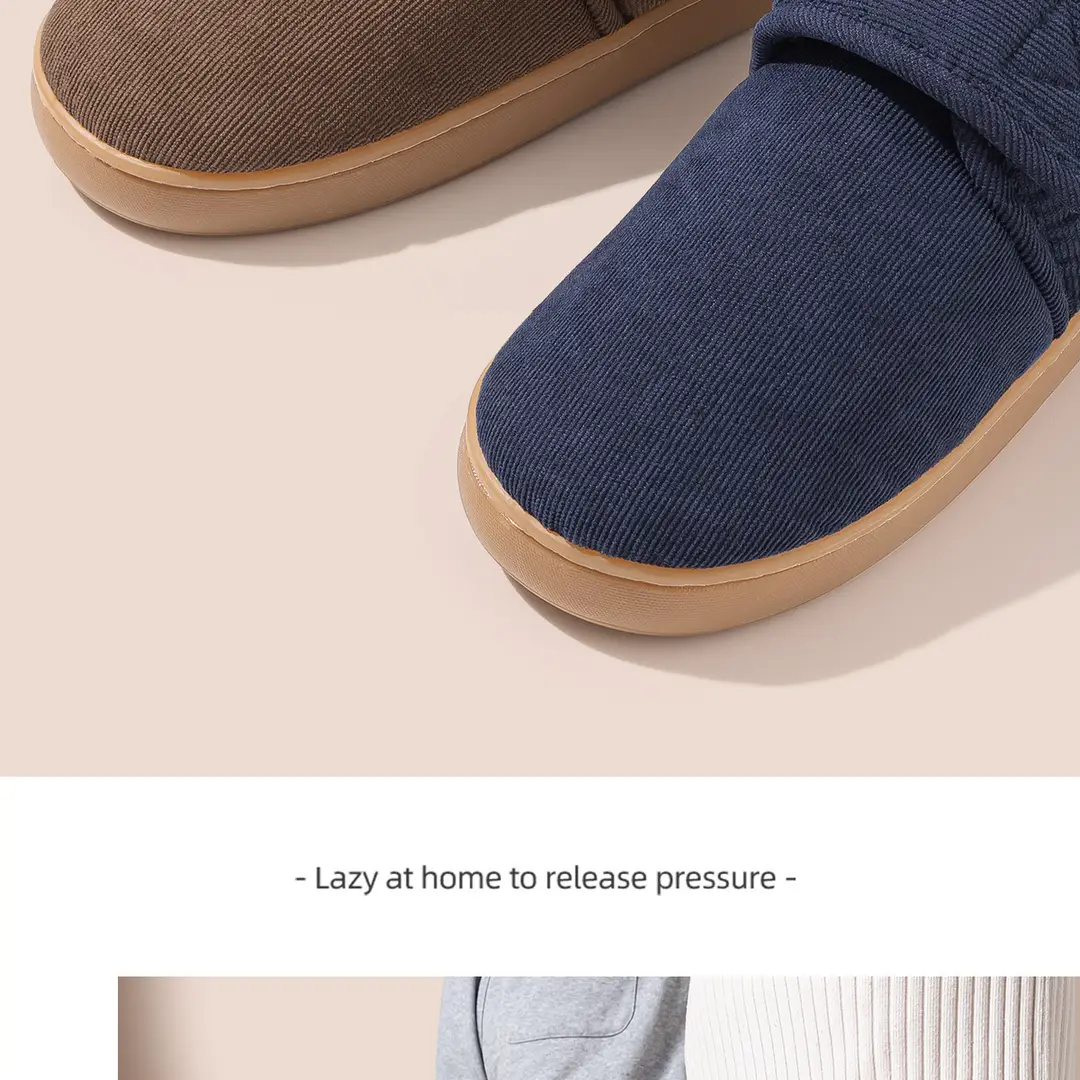 Autumn and Winter Middle-aged and Elderly Non-slip Cotton Slippers Men's Indoor Home Bag with Women's fleece-lined Warm Thick-soled Cotton Shoes for Men — feature 17