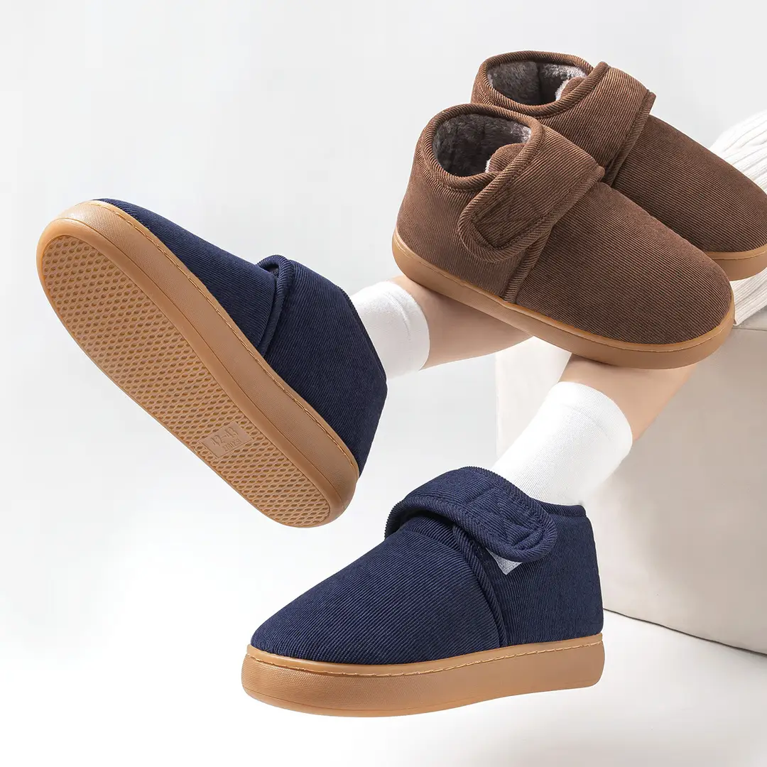 Autumn and Winter Middle-aged and Elderly Non-slip Cotton Slippers Men's Indoor Home Bag with Women's fleece-lined Warm Thick-soled Cotton Shoes for Men — feature 21