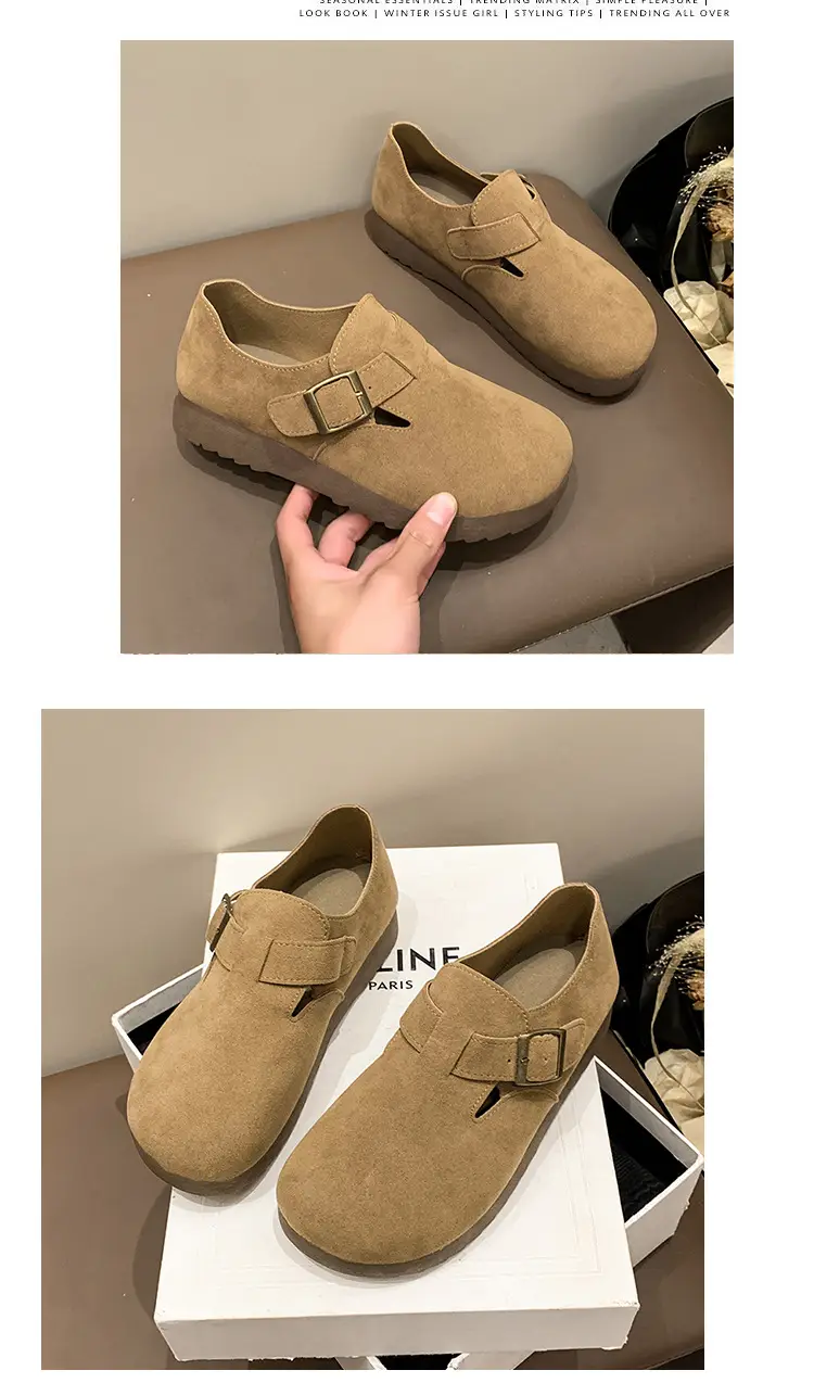 Thick-Soled Birkenstock-Style Women's Slip-On Loafers for Spring, Autumn, and Winter 2024, New Model, Fully Enclosed Women's Shoes — feature 18