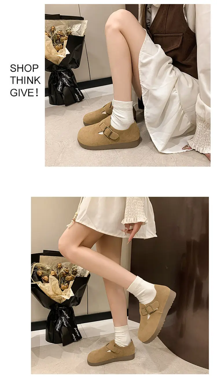 Thick-Soled Birkenstock-Style Women's Slip-On Loafers for Spring, Autumn, and Winter 2024, New Model, Fully Enclosed Women's Shoes — feature 19
