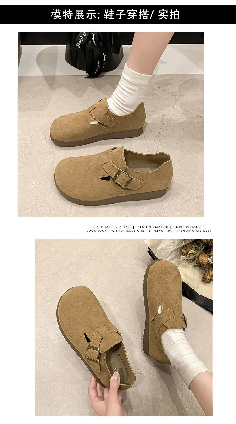 Thick-Soled Birkenstock-Style Women's Slip-On Loafers for Spring, Autumn, and Winter 2024, New Model, Fully Enclosed Women's Shoes — feature 3